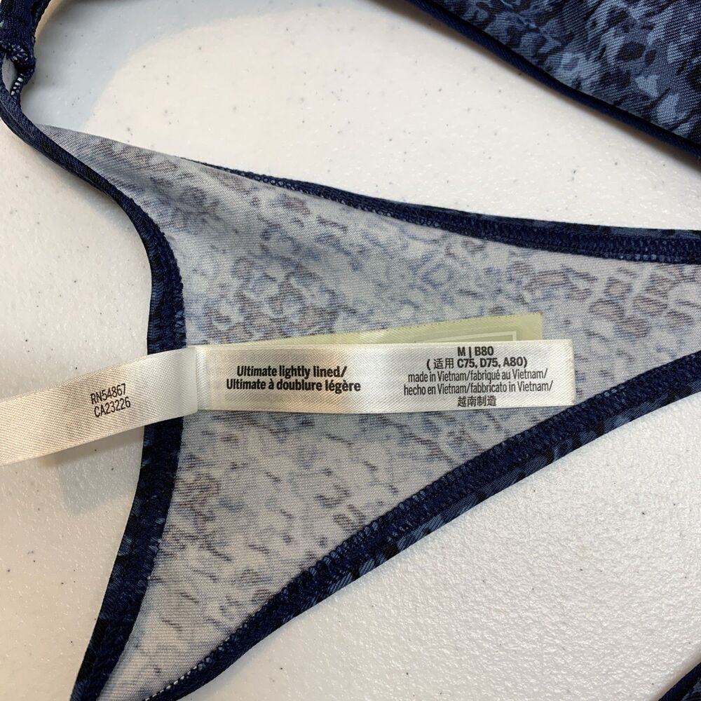 Victoria’s Secret PINK Ultimate Lightly Lined Twist Sports Bra Medium Blue Snake - Picture 4 of 7